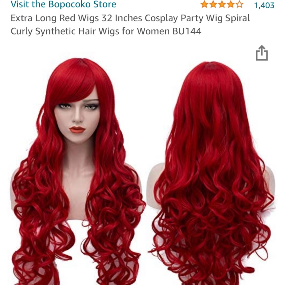 Cosplay wig Red 32” curly